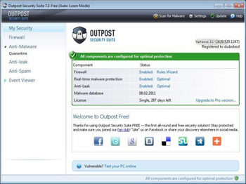 Agnitum Outpost Security Suite Free (64-bit) screenshot 2