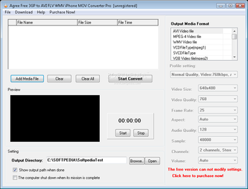 Agree Free 3GP to AVI FLV WMV iPhone MOV Converter Pro screenshot
