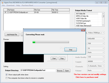 Agree Free AVI WMV to FLV MP4 MPEG ASF MOV Converter screenshot 2