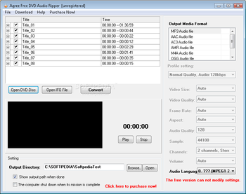 Agree Free DVD Audio Ripper screenshot