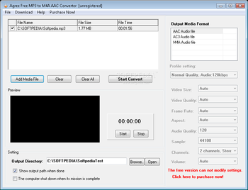 Agree Free MP3 to M4A AAC Converter screenshot
