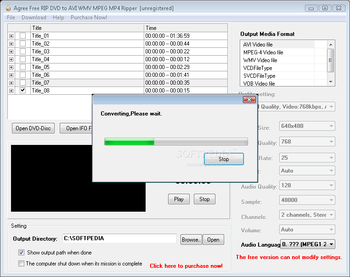 Agree Free Rip DVD to AVI WMV MPEG MP4 Ripper screenshot 2