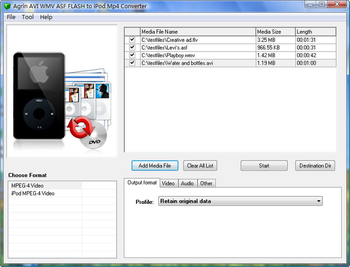 Agrin AVI WMV ASF to iPod Mp4 Converter screenshot