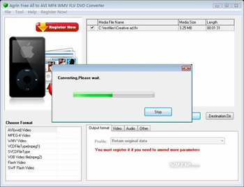 Agrin Free All to AVI MP4 FLV Converter screenshot 2