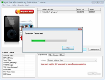 Agrin Free All to Divx MPEG FLV MOV WMV screenshot 2