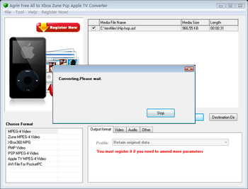 Agrin Free All to Xbox Zune Converter screenshot