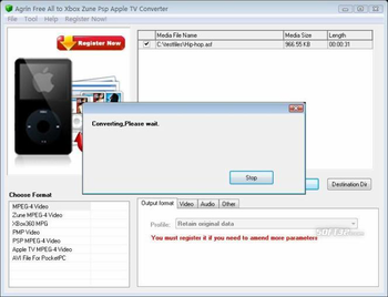 Agrin Free All to Xbox Zune Converter screenshot 2