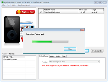 Agrin Free AVI WMV ASF to iPod Converter screenshot