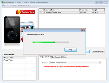 Agrin Free AVI WMV to iPhone Converter screenshot