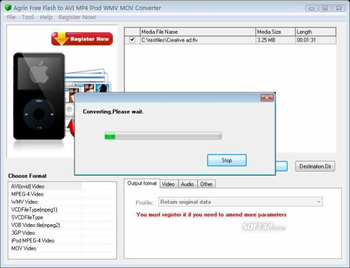 Agrin Free Flash to AVI MP4 iPod WMV MOV screenshot 2