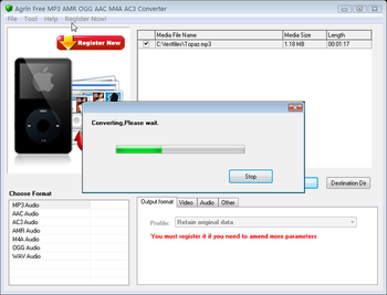 Agrin Free MP3 AMR OGG AAC M4A Converter screenshot