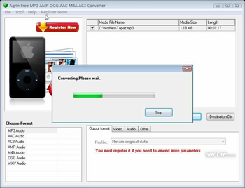 Agrin Free MP3 AMR OGG AAC M4A Converter screenshot 2