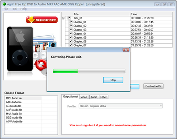 Agrin Free Rip DVD to Audio MP3 Ripper screenshot