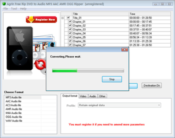 Agrin Free Rip DVD to Audio MP3 Ripper screenshot 3