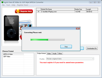 Agrin Free Video to 3GP MP4 Converter screenshot