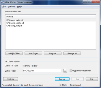 Aide PDF to DWG Converter screenshot