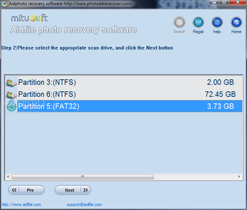 Aidphoto recovery software screenshot 2