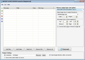 Ailt DOC to DOCX DOCM Converter screenshot