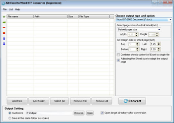 Ailt Excel to Word RTF Converter screenshot