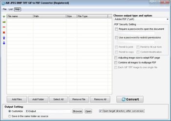 Ailt JPEG BMP TIFF GIF to PDF Converter screenshot
