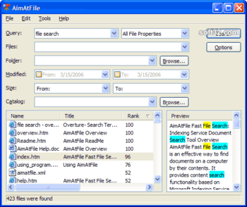 AimAtFile Fast File Search screenshot