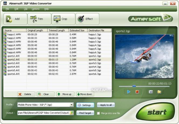 Aimersoft 3GP Video Converter screenshot