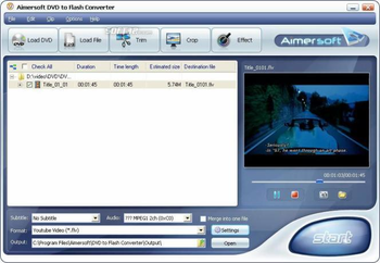 Aimersoft DVD to Flash screenshot