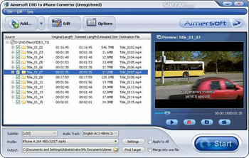 Aimersoft DVD to iPhone Converter screenshot