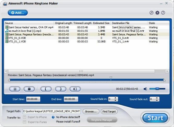 Aimersoft iPhone Ringtone Maker screenshot