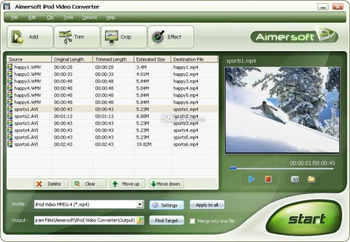 Aimersoft iPod Video Converter screenshot