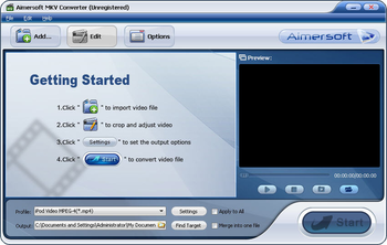 Aimersoft MKV converter screenshot 2