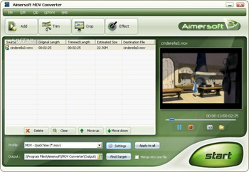 Aimersoft MOV Converter screenshot