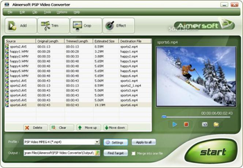 Aimersoft PSP Video Converter screenshot