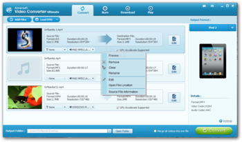 Aimersoft Video Converter Ultimate screenshot