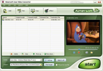 Aimersoft Zune Video Converter screenshot