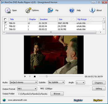 AimOne DVD Audio Ripper screenshot