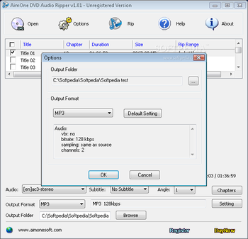 AimOne DVD Audio Ripper screenshot 3