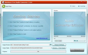 Ainishare Free Audio Converter screenshot