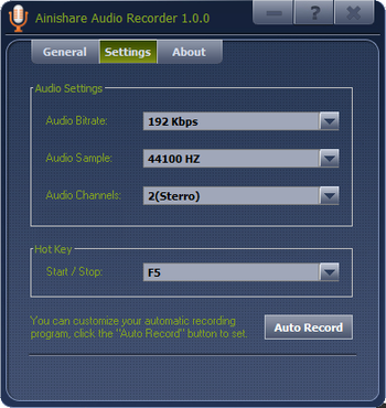 Ainishare Free Audio Recorder screenshot