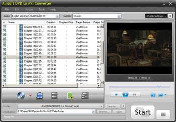 Ainsoft DVD to AVI Converter screenshot