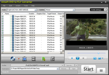 Ainsoft DVD to FLV Converter screenshot