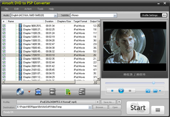 Ainsoft DVD to PSP Converter screenshot