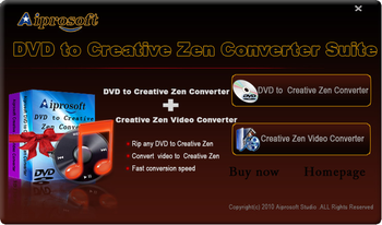 Aiprosoft Creative Zen Converter suite screenshot