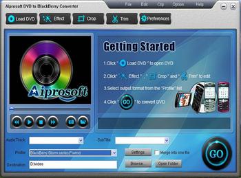 Aiprosoft DVD to BlackBerry Converter screenshot