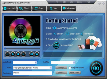Aiprosoft DVD to iRiver Converter screenshot