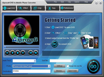 Aiprosoft DVD to Mobile Phone Converter screenshot