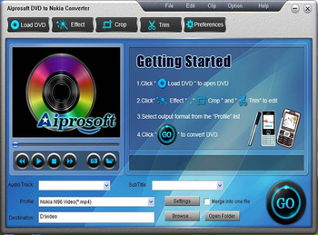 Aiprosoft DVD to Nokia Converter screenshot