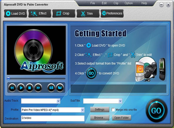 Aiprosoft DVD to Palm Converter screenshot