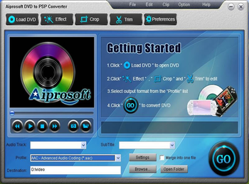 Aiprosoft DVD to PSP Converter screenshot
