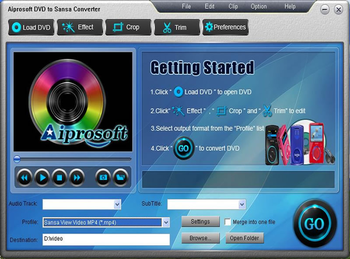 Aiprosoft DVD to Sansa Converter screenshot 2